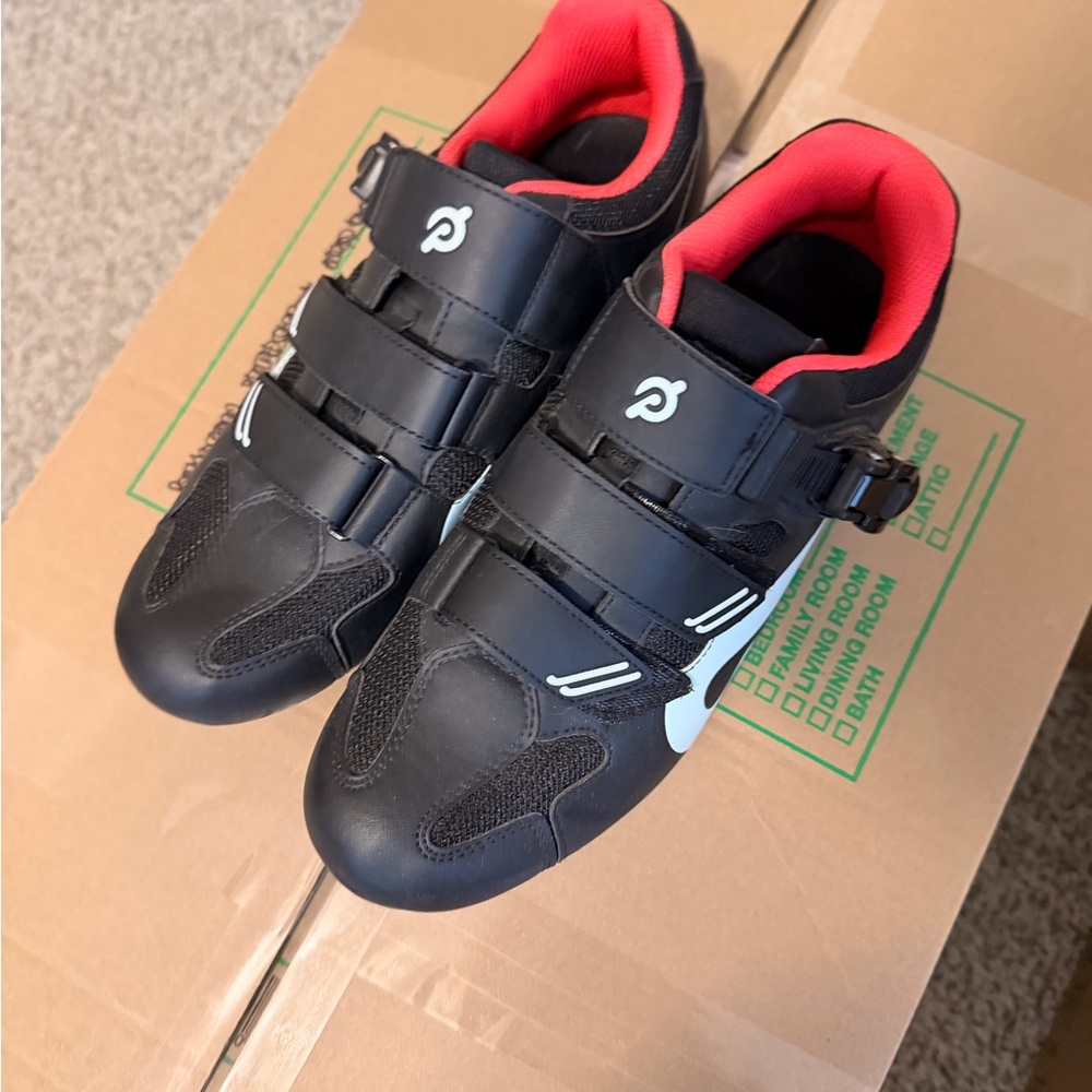 Peloton Black Cycling Shoes with Red Lining
